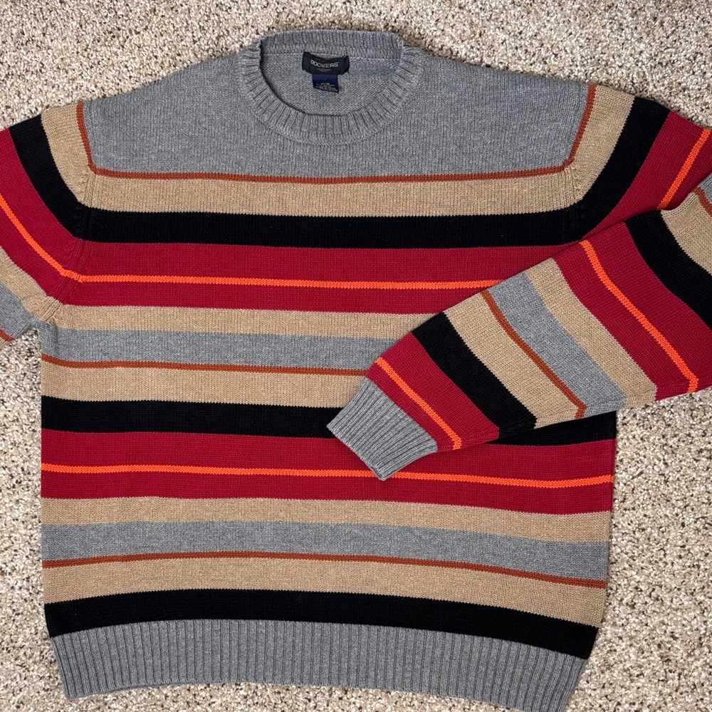Dockers Stiped 100% Cotton Crewneck Sweater Unisex